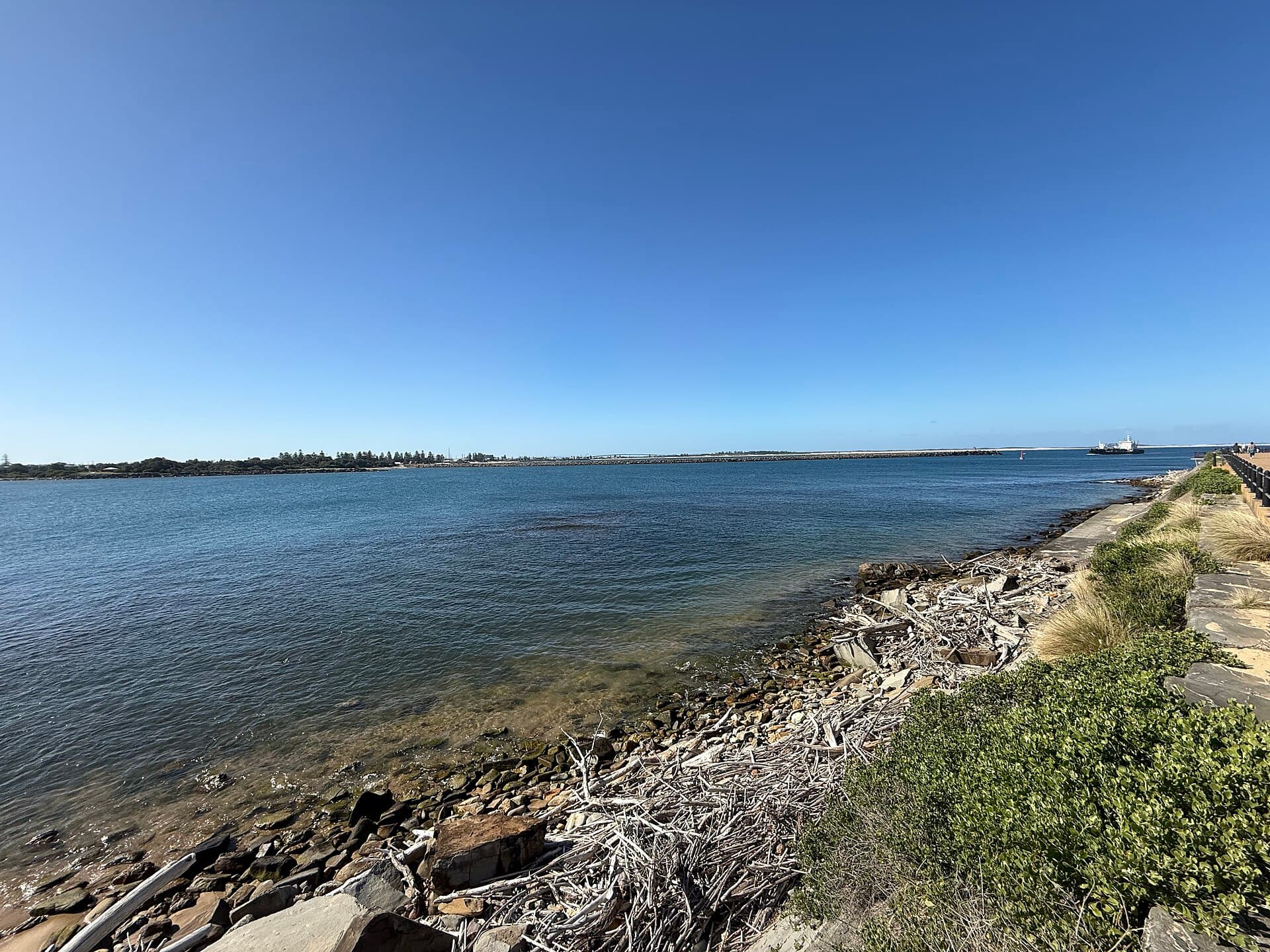 The Hunter River from Macquarie Pier, looking toward Stockton.